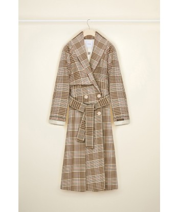 Tartan gabardine trenchcoat rembourrage situé sous