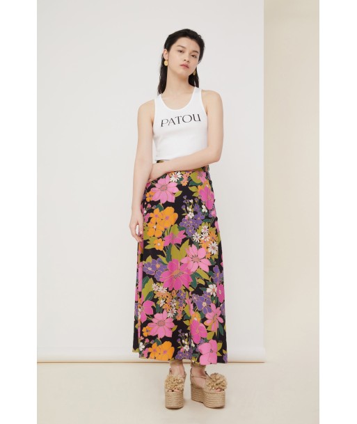 Printed crepe midi skirt rembourrage situé sous