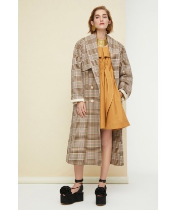 Tartan gabardine trenchcoat rembourrage situé sous