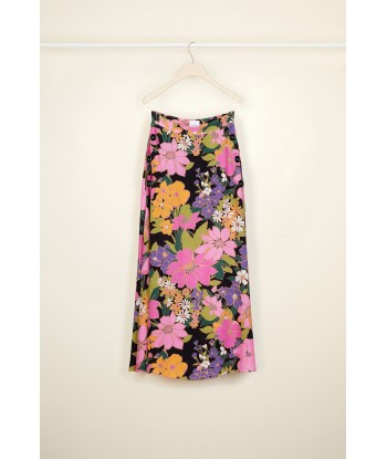 Printed crepe midi skirt rembourrage situé sous