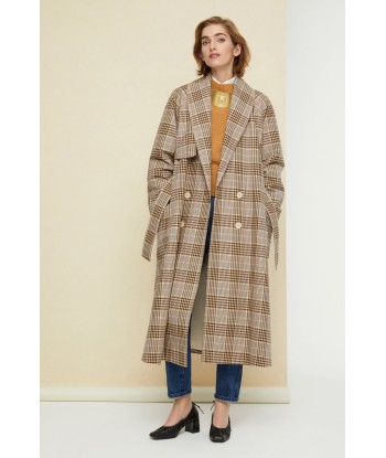 Tartan gabardine trenchcoat rembourrage situé sous