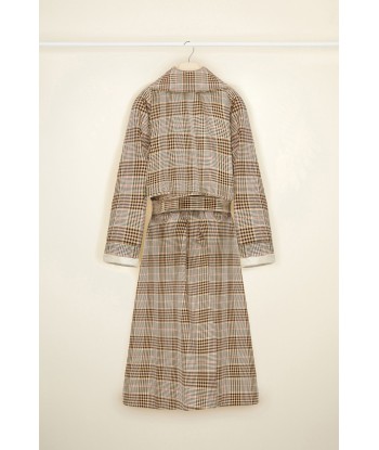 Tartan gabardine trenchcoat rembourrage situé sous