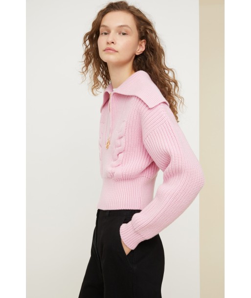 Zip-up sailor collar wool jumper outlet