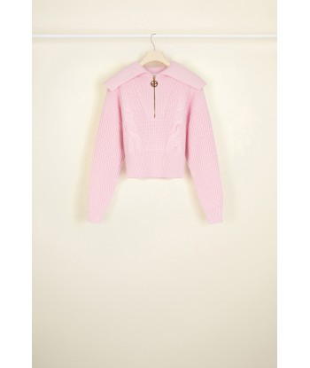 Zip-up sailor collar wool jumper outlet