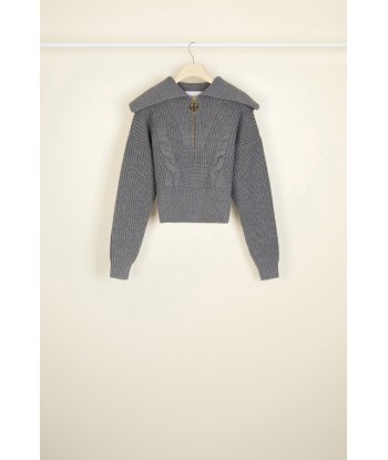 Zip-up sailor collar wool jumper outlet