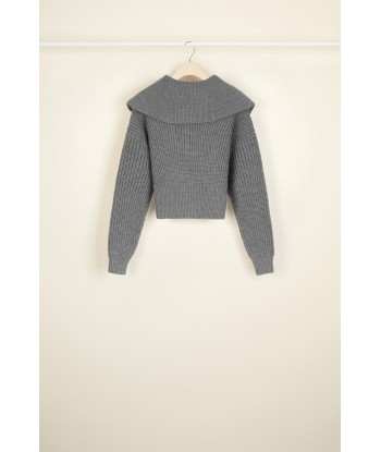 Zip-up sailor collar wool jumper outlet