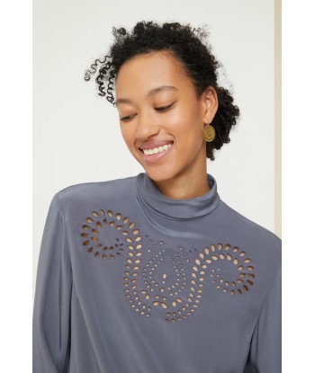 Embroidered silk top prix