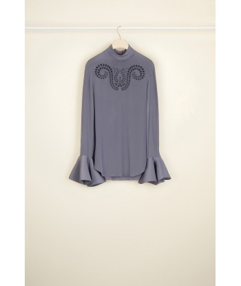 Embroidered silk top prix