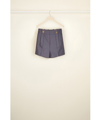 High-waisted wool shorts soldes