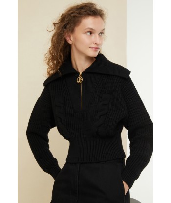 Zip-up sailor collar wool jumper livraison gratuite