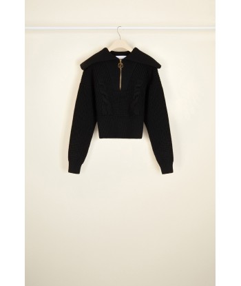 Zip-up sailor collar wool jumper livraison gratuite