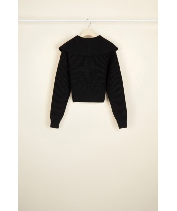 Zip-up sailor collar wool jumper livraison gratuite