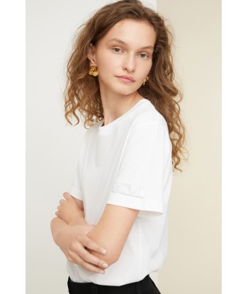 Organic cotton tee with embroidered poplin collar meilleur choix