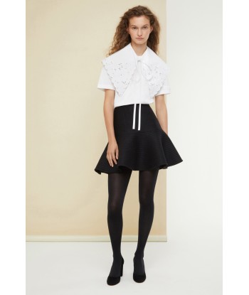 Organic cotton tee with embroidered poplin collar meilleur choix