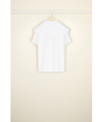 Organic cotton tee with embroidered poplin collar meilleur choix