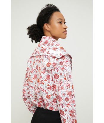 Printed collar in organic poplin Les magasins à Paris