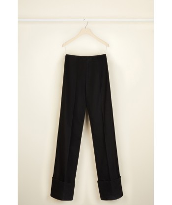 Cuffed wide-leg trousers in organic denim Paris Déstockage Promo