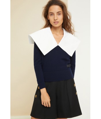 Sailor collar jumper in eco-friendly wool Livraison rapide