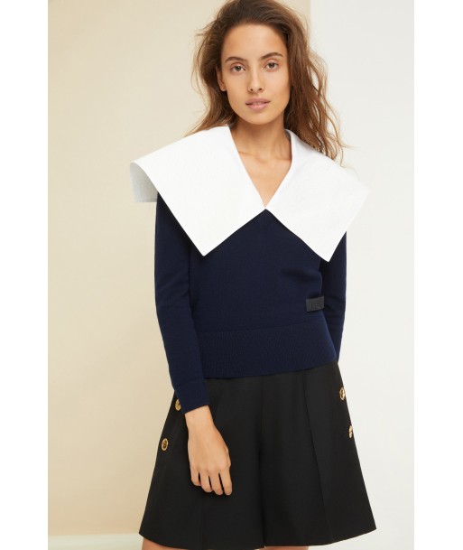 Sailor collar jumper in eco-friendly wool Livraison rapide