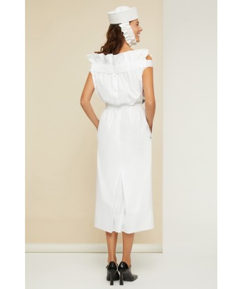 Embroidered grosgrain dress in organic cotton poplin de pas cher