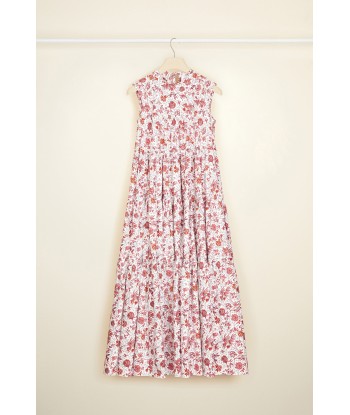 Maxi tiered dress in eco-friendly printed cotton poplin en linge