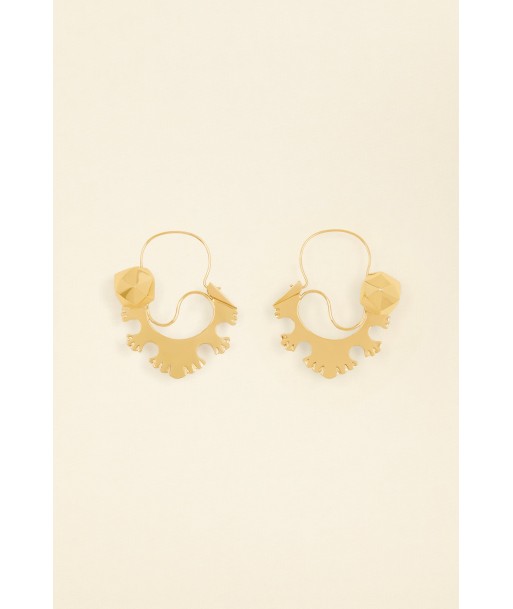 Small serrated brass earrings de France