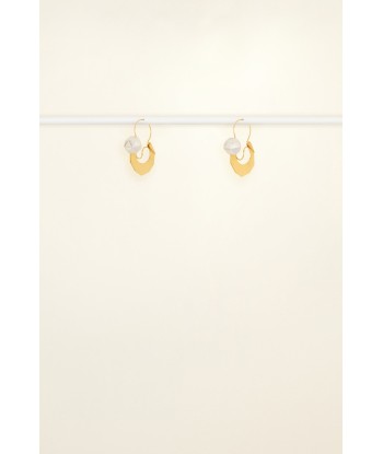 Two-tone crescent hoop brass earrings online