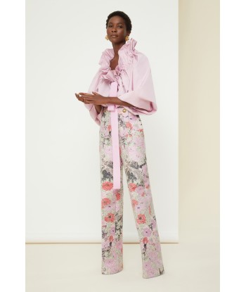 Straight-legged trousers in cotton jacquard destockage