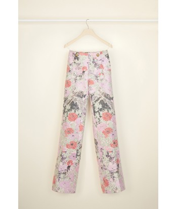 Straight-legged trousers in cotton jacquard destockage