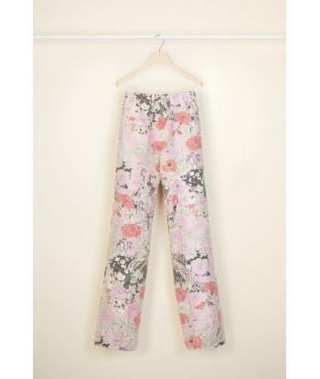 Straight-legged trousers in cotton jacquard destockage