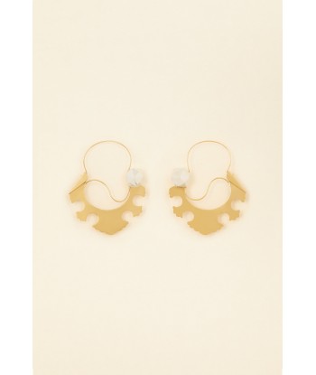 Large two-tone serrated hoop brass earrings le concept de la Pate a emporter 