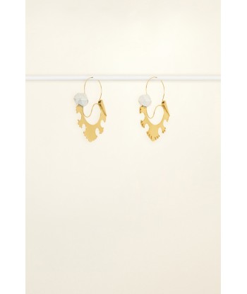 Large two-tone serrated hoop brass earrings le concept de la Pate a emporter 