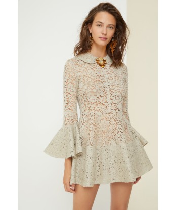 Overstitched lace mini dress pas chere