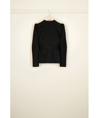 Embroidered cropped tricotine wool jacket online