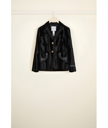 Embroidered box jacket in faux ponyskin vous aussi creer 