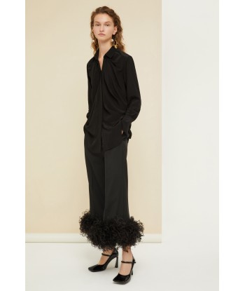 Trousers with feather hem in eco-friendly wool en stock