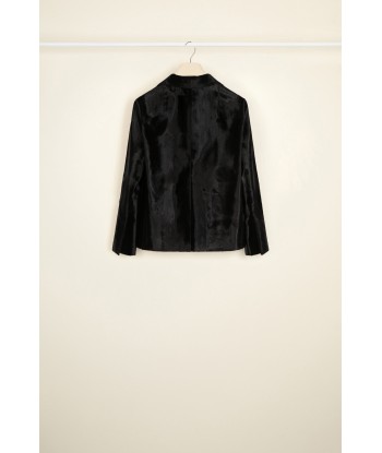 Embroidered box jacket in faux ponyskin vous aussi creer 