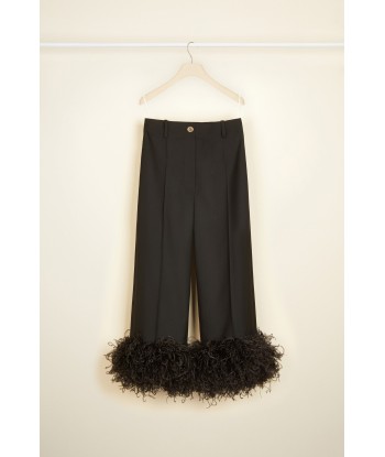 Trousers with feather hem in eco-friendly wool en stock