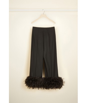 Trousers with feather hem in eco-friendly wool en stock