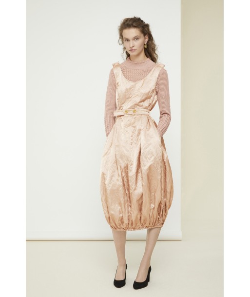 Bubble hem dress in metal satin livraison et retour toujours gratuits