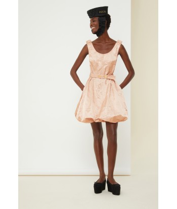 Bubble hem dress in metal satin livraison et retour toujours gratuits