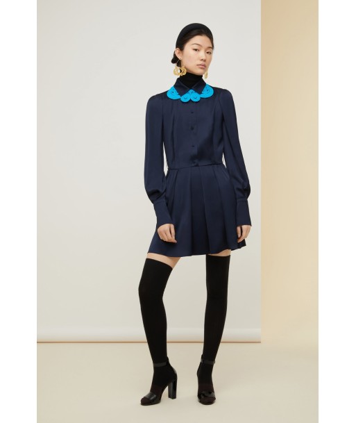 Pleated mini shirt dress Comparez et commandez 