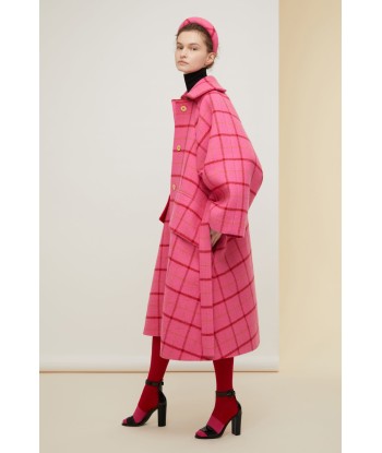 Oversized belted checked virgin wool coat à prix réduit toute l'année