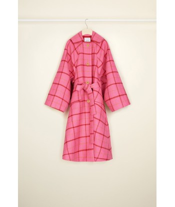 Oversized belted checked virgin wool coat à prix réduit toute l'année