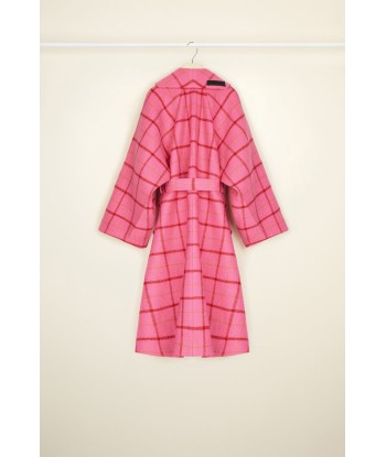 Oversized belted checked virgin wool coat à prix réduit toute l'année