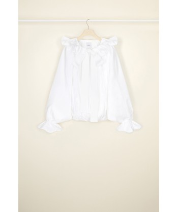 Drawstring puff sleeve top in organic poplin Vous souhaitez 