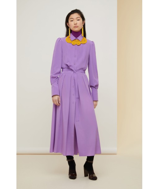 Pleated silk midi shirt dress À commander