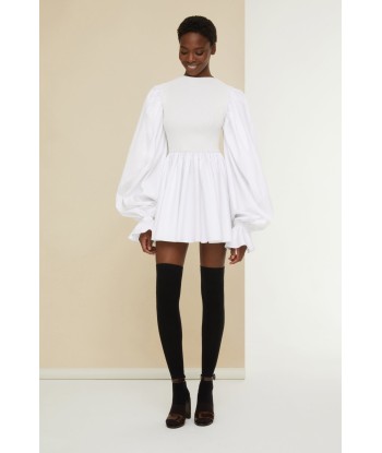 Volume sleeve mini dress in organic poplin and wool de pas cher