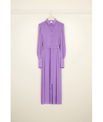 Pleated silk midi shirt dress À commander