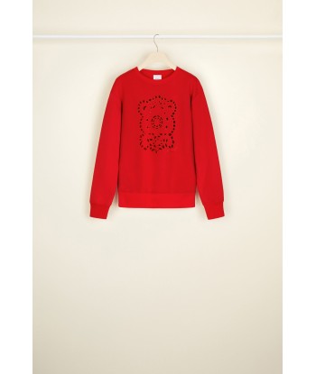 Openwork embroidery sweatshirt in organic cotton Venez acheter